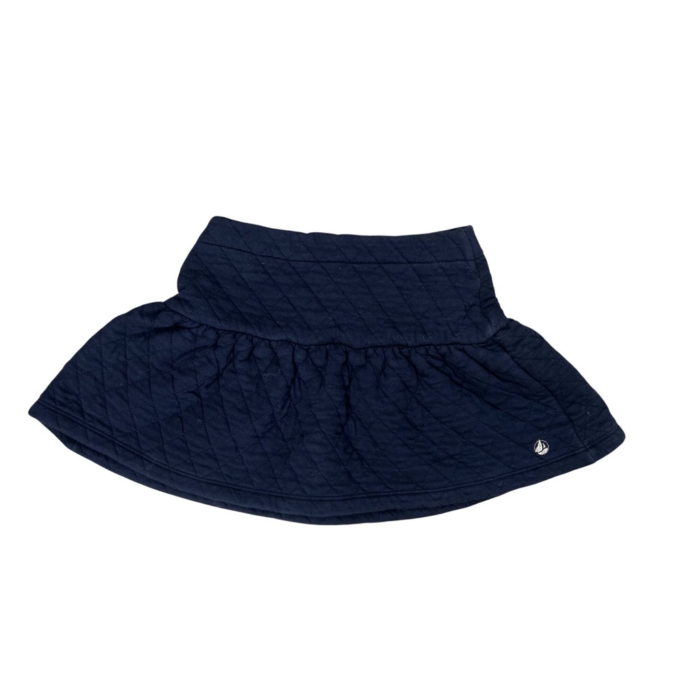 Petit Bateau Kids Navy Blue Quilted Ruffle‎ Skirt Size 8 Years 128cm Logo Paris